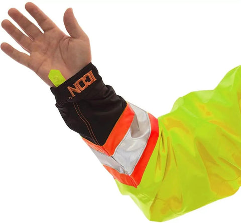 High Visibility Jacket With Detachable Hood For Outdoor Work Extra Large Fluorescent Yellow Green And Black sleeve detail