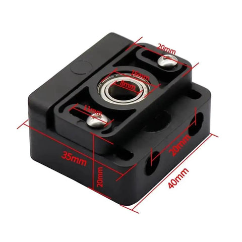 Z Axis Lead Screw Mounting Blocks Set Of Eight For 3D Printers Plastic Bracket That Cuts Vibration And Print Banding Easy Install For Stable Z Axis Bearings Compatible With Ender 3 And CR 10 Series black plastic bearing block with 40mm x 35mm x 20mm dimensions