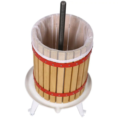 Heavy Duty Wooden Fruit Press With Oak Frame And Stainless Steel Parts, 18L Capacity Home Wine And Juice Maker For Apples Grapes And Berries, Easy Turn Hand Crank, Built To Last Kitchen Press, oak tub with mesh liner