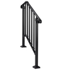 Rock Solid Two Tier Handrail For Patio Stairs And Deck Entries Matte Black Galvanized Steel Railing System side view of support structure