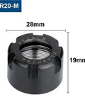 Heavy Duty Er Type Metal Collet Clamping Nut For Milling Cutters ER20-M 28mm x 19mm, made of durable material for high heat machining.
