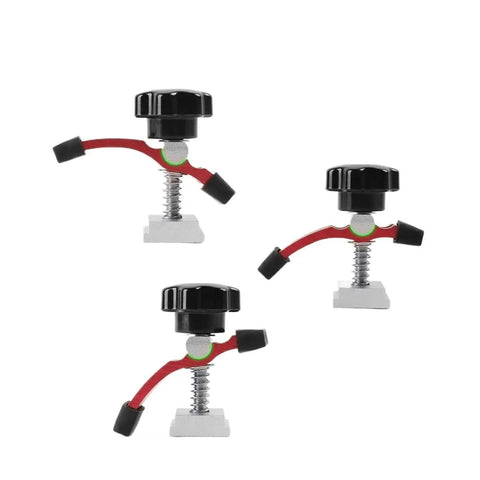 Two Pack Mini T Track Hold Down Clamp Set In Red Aluminum Double Groove Quick Lock Jigs For Woodworking And CNC Engraving