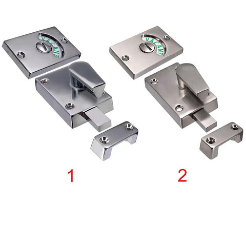 Two Pack Restroom Door Lock Latch With Occupied Vacant Indicator In Stainless Steel Satin Nickel Finish Privacy Handle