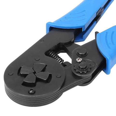 Top Shelf Self Adjusting Ratchet Ferrule Crimping Tool Kit with 45 Steel Body And Ergonomic Handles For Precise Wire Ends Crimping Connectors, blue handles
