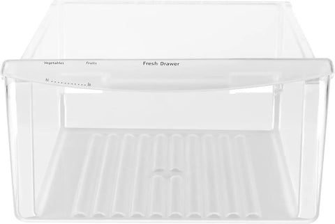 Upgraded Crisper Bin Replacement For Refrigerator Model 240351061, clear veggie drawer bin, labeled Fresh Drawer