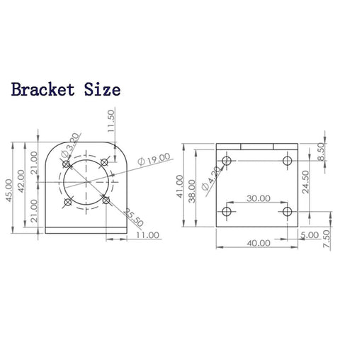 Diagram of bracket size for Beefy 12V 24V Planetary Gear Motor With All Metal Gearbox And Bracket Tiny Yet Mighty DC Electric Motor