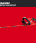 22 Inch Corded Hedge Trimmer With Power Saw Branch Cutter 3.8 Amp Motor Dual Action Blades on red background