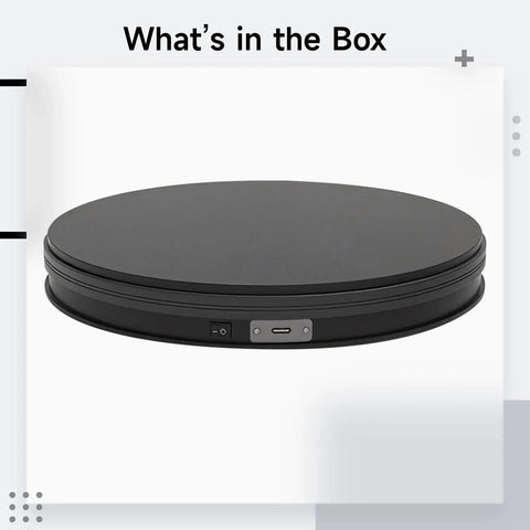 Stunning Smart Electric Turntable Display Stand For Jewelry And Watches Loads Up To 22 Lbs With Smooth Rotating Action Fast Charge USB Power viewed from the side without items on it.