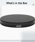 Super Smooth Electric Turntable For Product Photography, 10KG Load Capacity, 360 Rotating Display Stand view from above showing USB port.