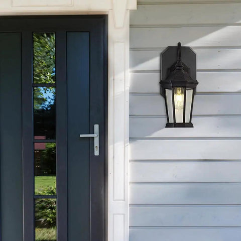 Two Pack Vinyl Siding Mounting Blocks For Half Inch Lap Siding With Built In Electrical Box And Vertical Lamp Mounting Plates For Outdoor Light Fixtures In Black Finish Durable Plastic Construction That Paints To Match Siding Color And Lasts Outdoors, black exterior wall light on vinyl siding