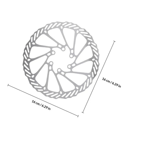 Heavy Duty Mountain Bike Disc Brake Pads For Hydraulic And Mechanical Setups Featuring Ventilated Core Design circular metal disc brake, 16 cm diameter.