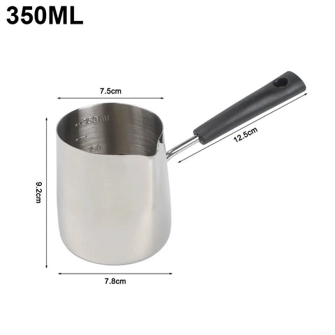 Stainless Steel Turkish Coffee Pot With Pour Spout For Milk Chocolate Butter And Sauce Heating 350ML Briki Arabic Greek Coffee Pot