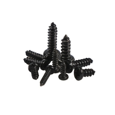 Handy 1000 Piece Assortment Kit Featuring M1 M1.4 M1.7 M2 Phillips Micro Screws With Round Heads And Self Tapping Threads, showing black round head screws.