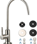 Premium Heavy Duty Reverse Osmosis Faucet For Kitchen Sink lead free brushed nickel with extra long stem and installation parts.