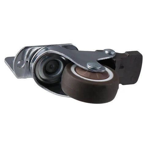 Beefy Side Mount Caster Wheels With Brake Set Of 4 1.25 Inch L-Shape TPR Plate showing black wheel with brake