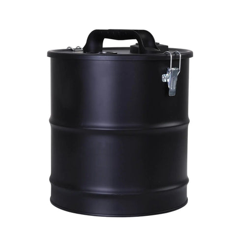 Nonmifyr Heavy Duty Cyclone Dust Collection System 20L Barrel Separator in black steel, designed for workshop debris and fireplace ash.