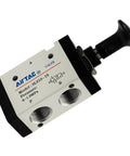 Push Pull Pneumatic Valve With Hand Lever, Three Way Air Control Valve, aluminum alloy, two position, 3/8 inch NPT ports, easy operation