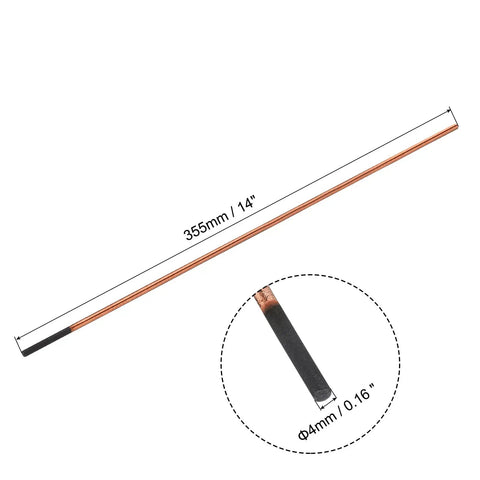 10 Pack Carbon Arc Air Gouging Rods With Copper Graphite Coated Electrodes for Welding, 355mm x 4mm detail view