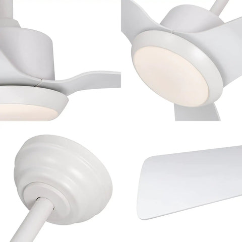 52 Inch White Ceiling Fan With Light And Remote Energy Efficient 120V DC Motor Dimmable LED Light Six Speeds Quiet Operation
