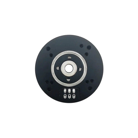 Pm3510 Bldc Gimbal Drive Motor With AS504A High Resolution Encoder For Robot Joint Assemblies front view showing compact design and mounting holes.