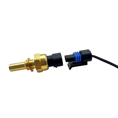 YCUPONE engine coolant temperature sensor with pigtail; brass sensor shaft, black connector, blue seal