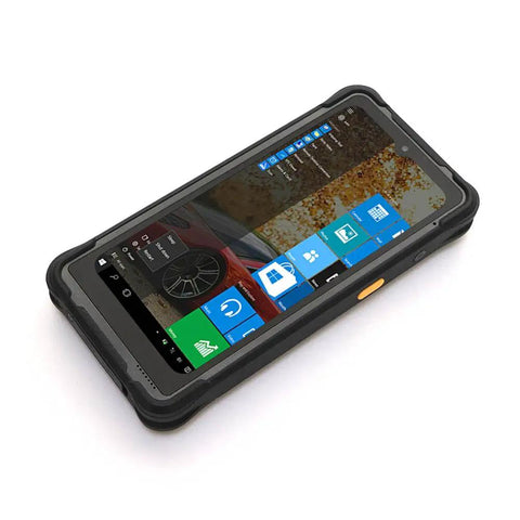 Rugged 6.5 Inch Mini Tablet PC With Windows 11 Iot And Intel N5100 8Gb Ram 128Gb Rom 4G Lte GPS NFC IP67 waterproof tablet in black case.