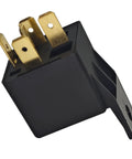 Go-To 12V DC SPDT Automotive Power Relay With 30A Switching Capacity, Mini ISO 5Pin Socket Terminal, black housing, angled view