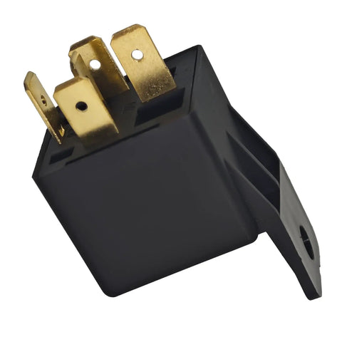 Go-To 12V DC SPDT Automotive Power Relay With 30A Switching Capacity, Mini ISO 5Pin Socket Terminal, black housing, angled view