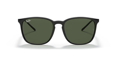 Unisex Square Sunglasses With Prescription Ready Lenses, Black And Dark Green Frame, 56 Mm, Case Included, front view