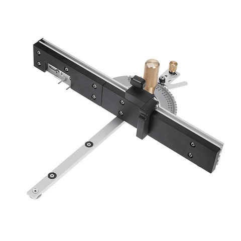Dead On Table Router Gauge With Flip Stop Fence And Adjustable Protractor Angle Ruler for precise woodwork alignment.