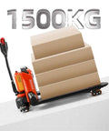 Full Electric Pallet Jack Truck With 3300 Pound Beast Mode Payload And 46 By 27 Inch Sturdy Forks Mastered For Tight Aisles Indoors Using Effortless Lithium Ion Walk Behind Controls For No Sweat Loading And Heavy Gigs Anywhere with stacked boxes.