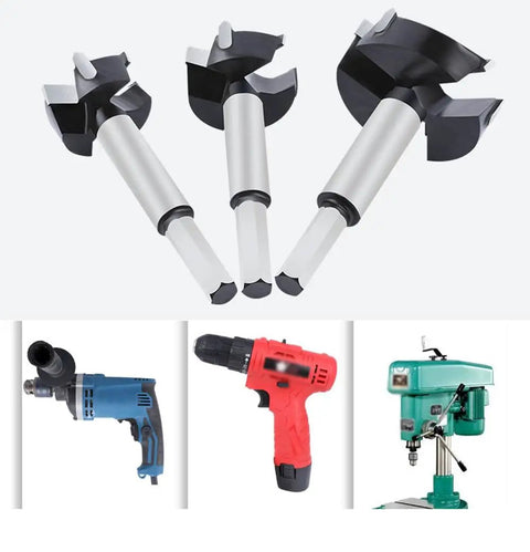 Upgraded 40 MM Three Cutter Forstner Drill Bits Pro Grade High Hardness Cemented Carbide Tips for clean drilling.