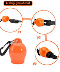 Regulator Mouthpiece Cover Set for Diving and Snorkeling, PVC Dust-Proof Cap Protectors in Orange, 2-Pack, shown with attachment clip