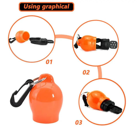 Regulator Mouthpiece Cover Set for Diving and Snorkeling, PVC Dust-Proof Cap Protectors in Orange, 2-Pack, shown with attachment clip
