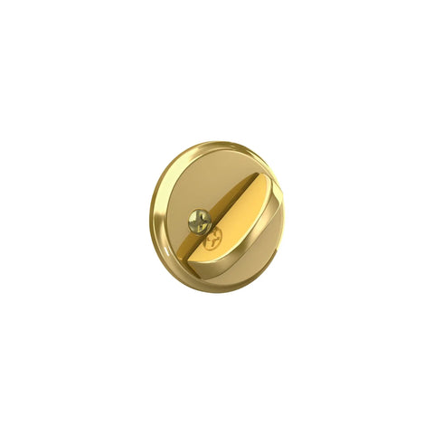 Keyed Single Cylinder Grade One Deadbolt In Bright Brass Finish With Adjustable Backset From Two And Three Eighths To Two And Three Quarters Inches
