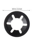 Close-up of a metal washer from 340-Piece Internal Tooth Lock Washers Assortment Kit With Push-On Clips For Fasteners In Industrial And Plumbing Applications