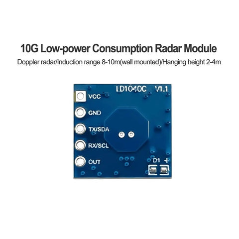 10GHz Radar Sensing Module LD1040C Low Power Micro Motion Intelligent Sensor With IFC UART Output And Integrated MCU For Easy Plug N Play Embedded Use And Precise Proximity Motion Detection, blue PCB board