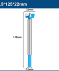 Carbide-tipped hinge-boring drill bit with blue head and silver shaft, 125mm long