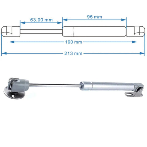 Heavy Duty Gas Spring Cabinet Door Lift Support 8 Inch 30N 7 Lb Soft Close Cushioned Lid Support, stainless steel with diagram