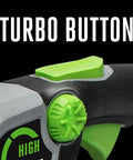 Close-up of turbo button on Cordless Trimmer And Blower Combo Kit With 56V 4.0Ah Battery And Charger POWERLOAD Technology