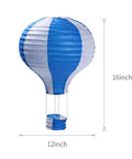 Hot Air Balloon Paper Lantern Decor Set Of 6 With Striped Blue Green Pink Orange Yellow Patterns 12 Inch Diameter