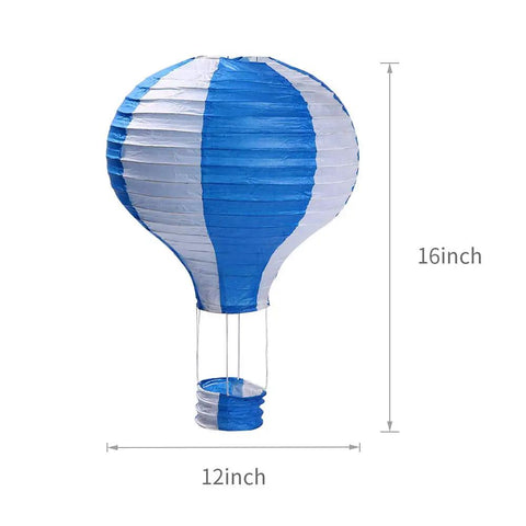 Hot Air Balloon Paper Lantern Decor Set Of 6 With Striped Blue Green Pink Orange Yellow Patterns 12 Inch Diameter