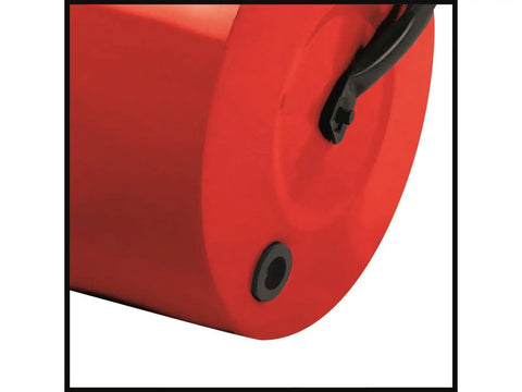 Close-up of GC GR 57 Garden Roller For Lawn And Grass Red Manual Push Roller With Coated Metal Drum and Side Filler Cap