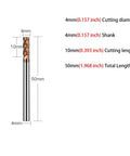 Four Flute Carbide Square End Mill Pro Grade 4mm Diameter 0.157in Shank CNC Router Bit Micro Grain Cutter dimensions