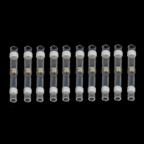 10 pcs White 1.5mm Waterproof Electrical Wire Heat Shrink Solder Butt Splice Terminal Connector Kits That Are Totally Dope For Pro Wiring Jobs clear solder connectors