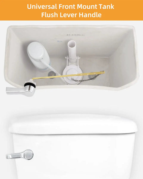 Universal Front Mount Toilet Tank Lever Replacement Kit With Brass Handle Chrome Finish Stainless Steel Flapper Chains