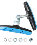 Dual Pack 4 Pcs V-Brake Pads 70mm Blue For MTB Mountain Bikes - Side view showing blue rubber pad and mounting hardware