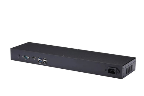 Built Tough 6 Port Network Firewall Mini Pc With Intel Celeron Cpu And 4Gb Ddr4 Ram 128Gb Msata Ssd aluminum enclosure back view with ports.