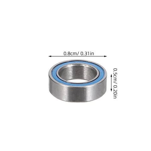 RC Ball Bearings 0.3x0.3 Inch Rubber Sealed Deep Groove Wheel Hub Bearings For Traxxas Models, shown with dimensions.