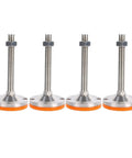 Premium Heavy Duty Adjustable Screw Leveling Feet With Wide Anti Slip Rubber Bases For Industrial Shelves Furniture And Machinery Rock Solid Grip No Wobble 4 Pack, stainless steel and rubber construction